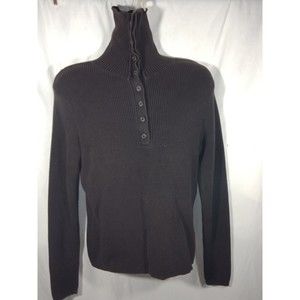 Lauren Ralph Lauren Long Sleeve Brown Sweater Size XL Stand Up Button Collar